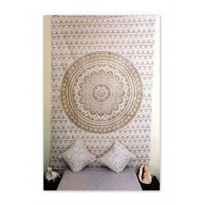 Twin Size Gold Mandala Ombre Tapestry Wall Hanging Hippie Bedspread Picnic Sheet   253814058952